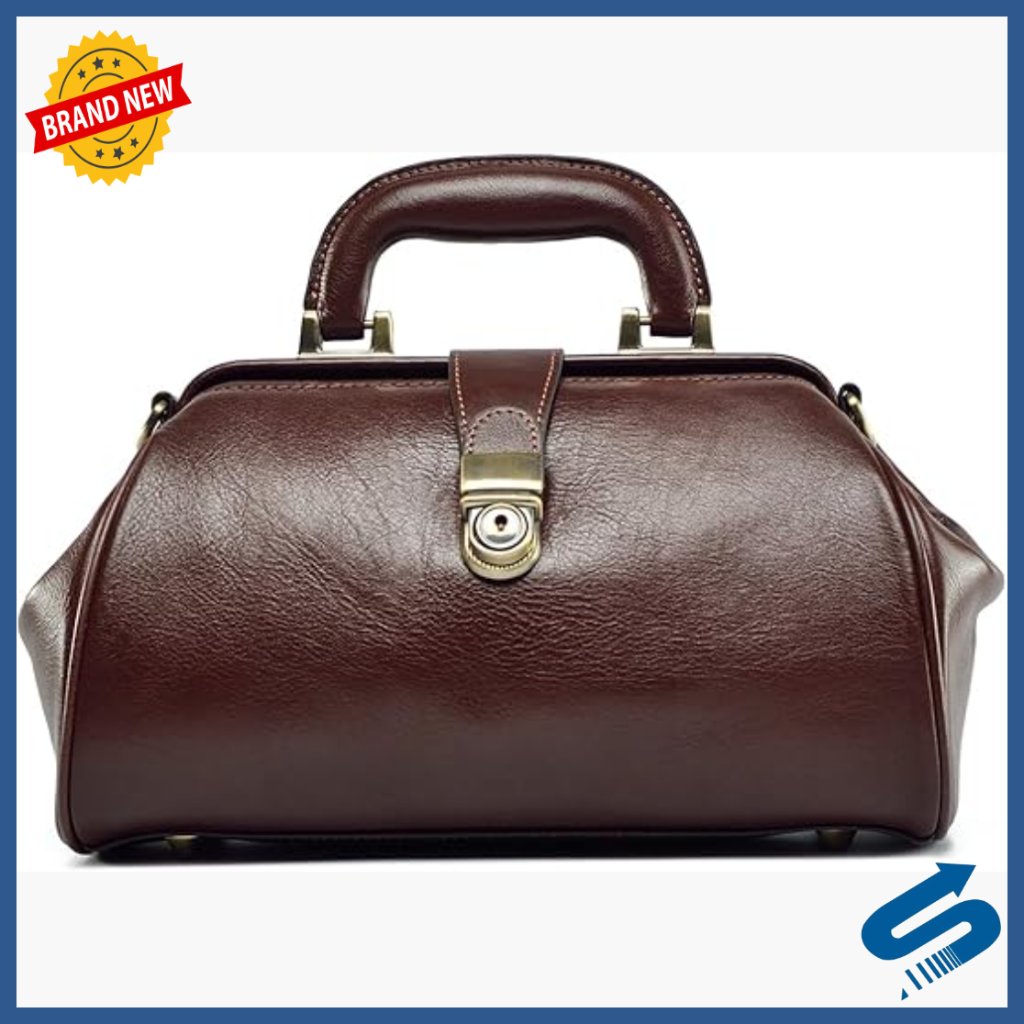 Vintage Leather Doctor's Bag With Adjustable Shoulder Strap